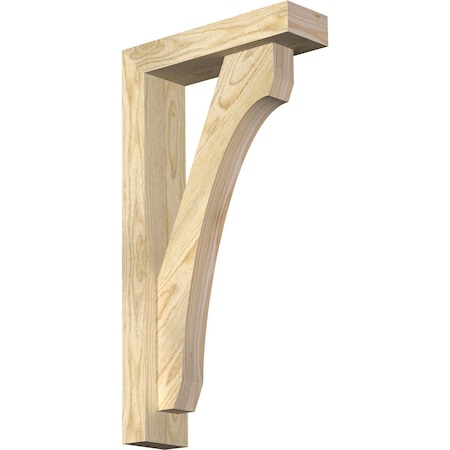 Ekena Millwork Legacy Block Rough Sawn Bracket w/ Offset Brace, Douglas Fir, 4"W x 14"D x 26"H BKT0402X14X26LEC05RDF